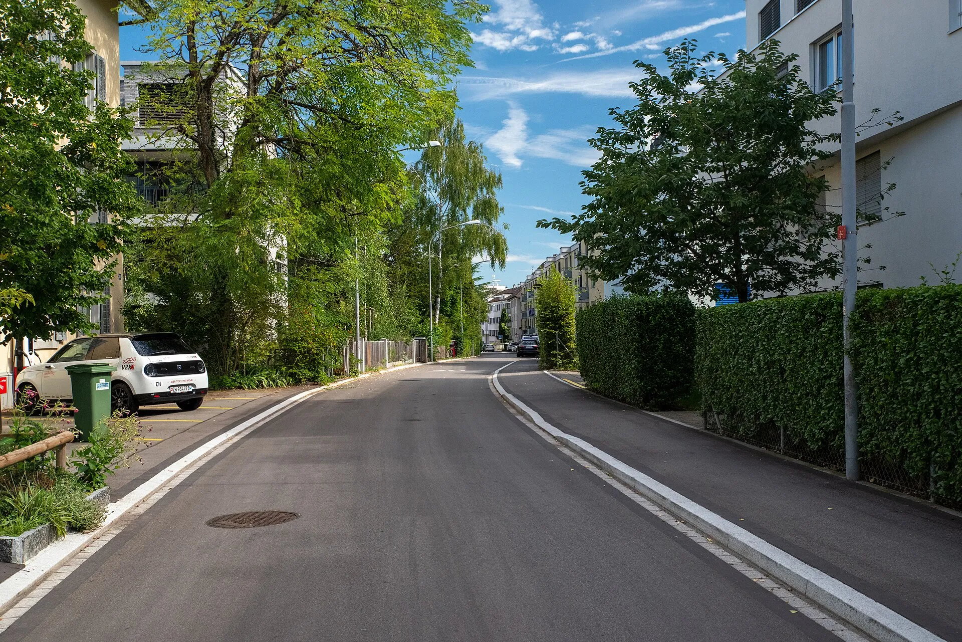 Strada residenziale con case plurifamiliari a Zurigo